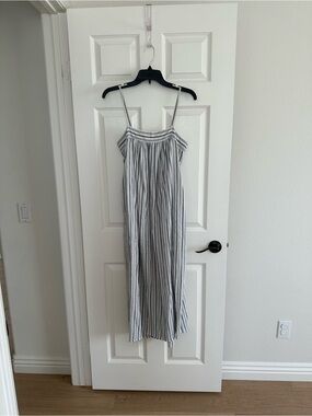 Vince Striped Spaghetti Strap Maxi Dress - Gray & White
